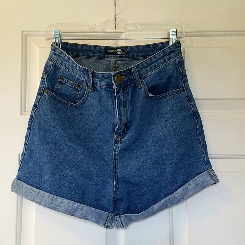 High waisted denim mom shorts